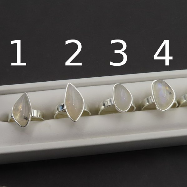 Kamień Księżycowy i srebro - pierścionek regulowany (różne kształty i rozmiary do wyboru)