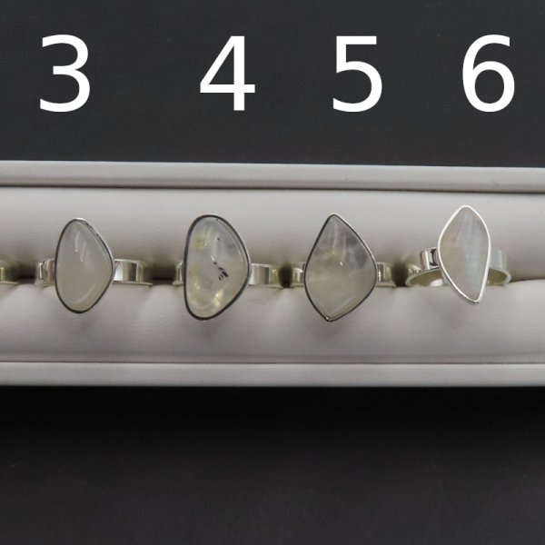 Kamień Księżycowy i srebro - pierścionek regulowany (różne kształty i rozmiary do wyboru)