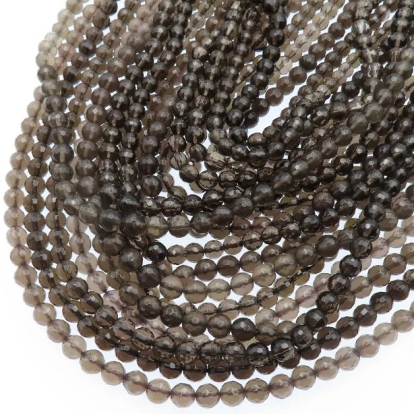 Kwarc dymny fasetowana kulka 6mm (sznur)