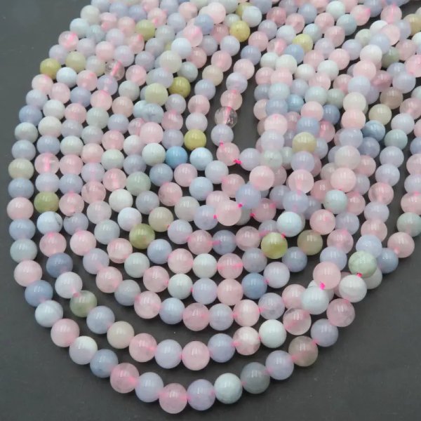 Morganit kulki 6mm (sznurek) 