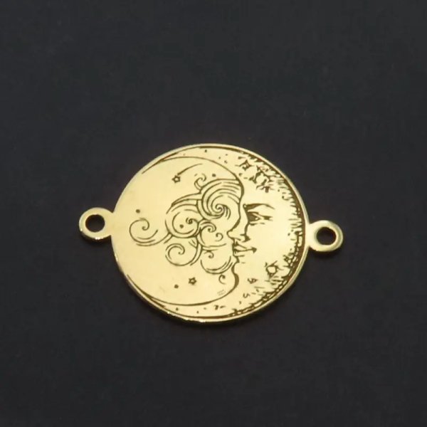 Srebro Ag złocone - łącznik księżyc i słońce 14mm