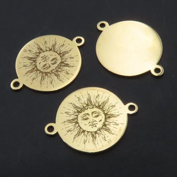 Srebro Ag złocone - łącznik słońce 14mm