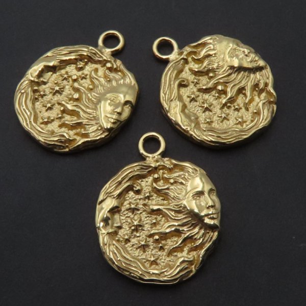 Srebro złocone Ag - zawieszka słońce i księżyc 15 mm