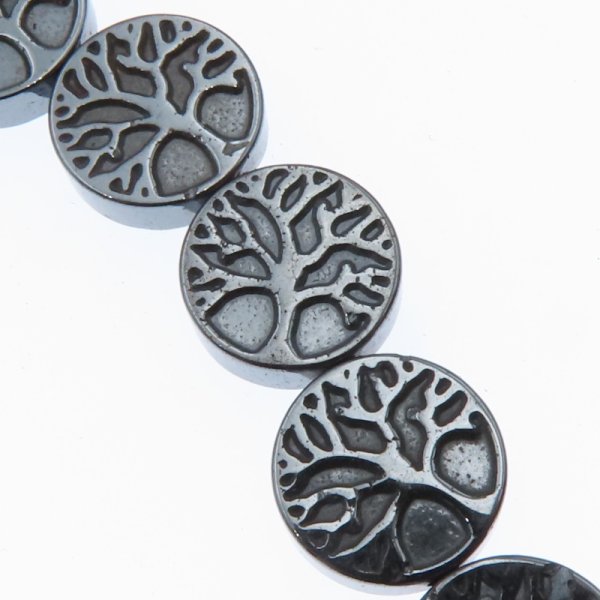 Hematyt grafitowy drzewko szczęścia 10 mm – sznur ok. 40,5 cm