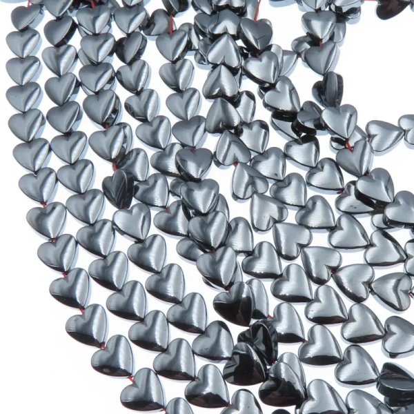 Hematyt grafitowy serce 8 mm – sznur ok. 39,5 cm