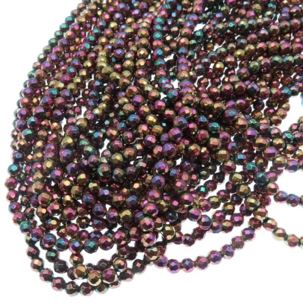 Hematyt mix kolorów fasetowane kulki 4 mm – sznur ok. 39 cm