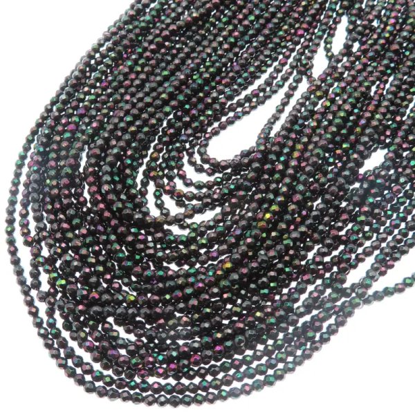 Hematyt zielono-fioletowo-brązowy fasetowane kulki 2 mm – sznur ok. 39 cm