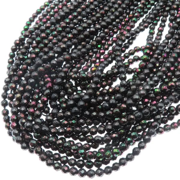 Hematyt zielono-fioletowo-brązowy fasetowane kulki 4 mm – sznur ok. 39,5 cm