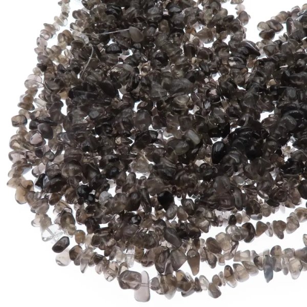 Kwarc Dymny polerowana sieczka 8-10mm (sznur 80 cm)