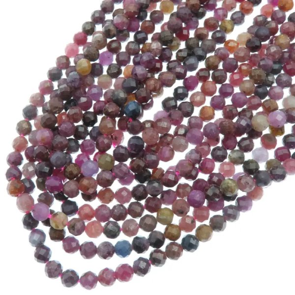 Mix kamieni Szafir, Szmaragd i Rubin - fasetowane kulki 4,8 mm (sznur)