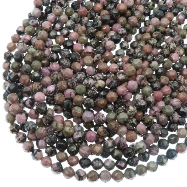 Rodonit fasetowany - kulki 10 mm (sznur)