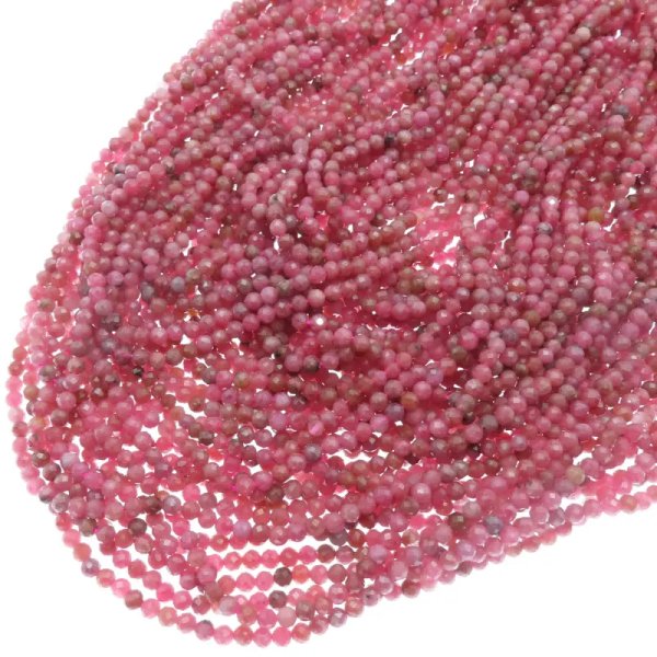Rodonit fasetowany - kulki 3,5 mm (sznur)