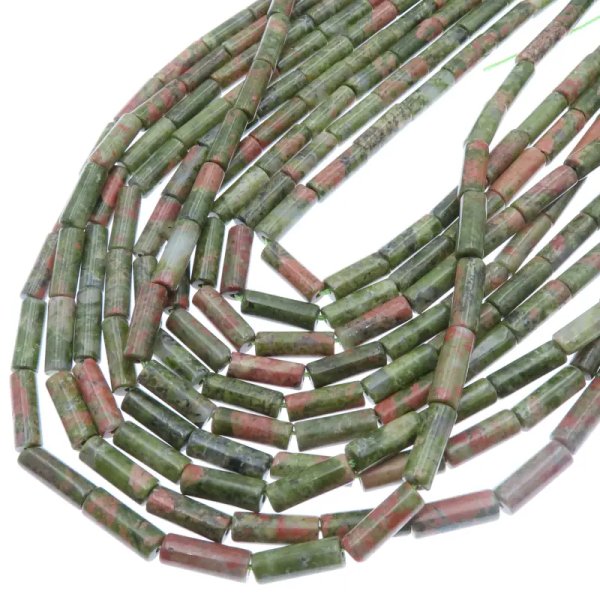 Jaspis Unakit rurki 13x4 mm (sznur)