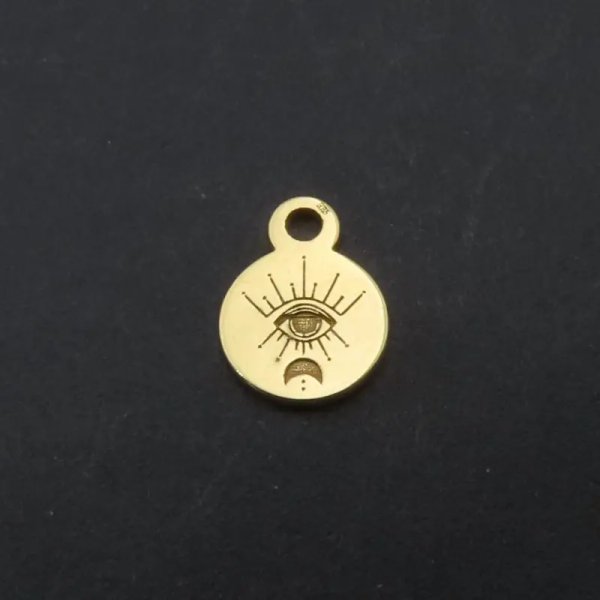 Srebro Ag złocone - zawieszka oko proroka i księżyc 6 mm