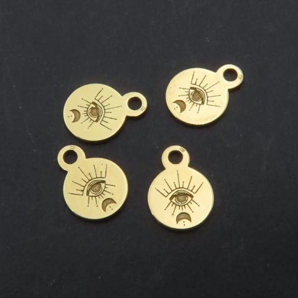 Srebro Ag złocone - zawieszka oko proroka i księżyc 6 mm