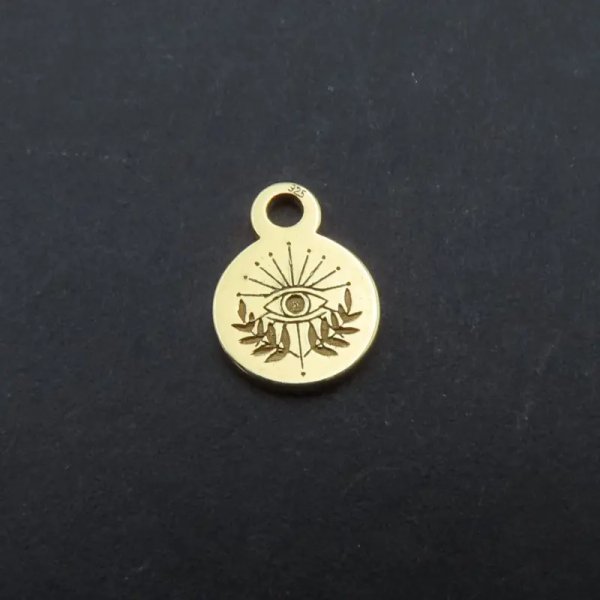 Srebro Ag złocone - zawieszka oko proroka 6 mm