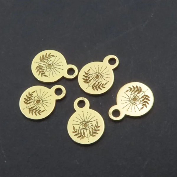 Srebro Ag złocone - zawieszka oko proroka 6 mm