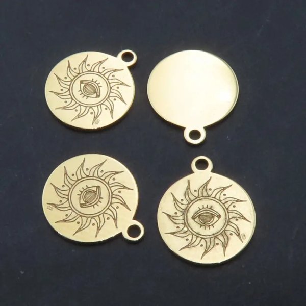 Srebro Ag złocone - zawieszka słońce i oko proroka 10 mm