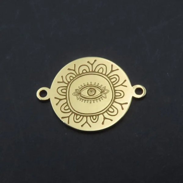 Srebro Ag złocone - łącznik oko proroka 13mm