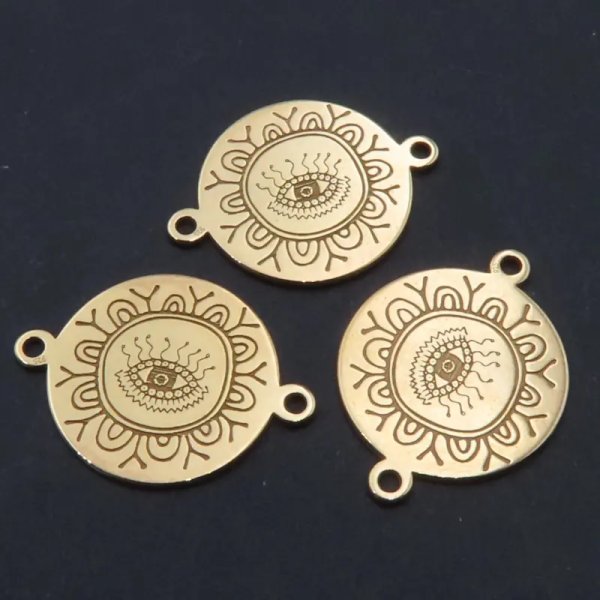 Srebro Ag złocone - łącznik oko proroka 13mm