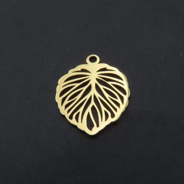 Srebro Ag złocone - zawieszka liść 12x11 mm
