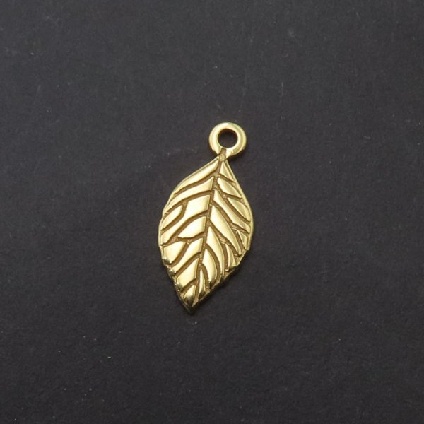 Srebro Ag złocone - zawieszka liść 13x6 mm