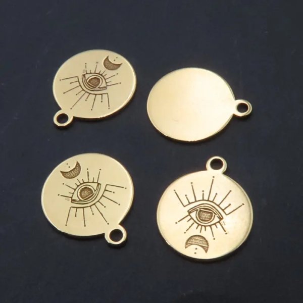 Srebro Ag złocone - zawieszka oko proroka i księżyc 10 mm