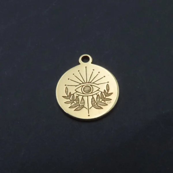 Srebro Ag złocone - zawieszka oko proroka 10 mm