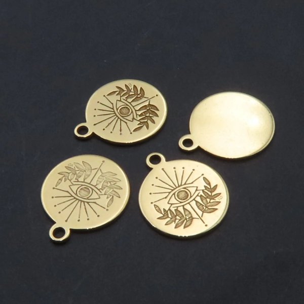 Srebro Ag złocone - zawieszka oko proroka 10 mm