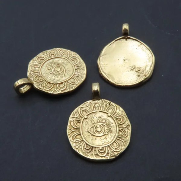 Srebro Ag złocone - zawieszka oko proroka 14 mm