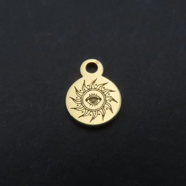 Srebro Ag złocone - zawieszka słońce i oko proroka 6 mm