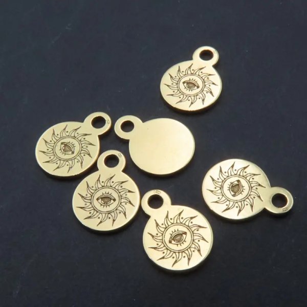 Srebro Ag złocone - zawieszka słońce i oko proroka 6 mm