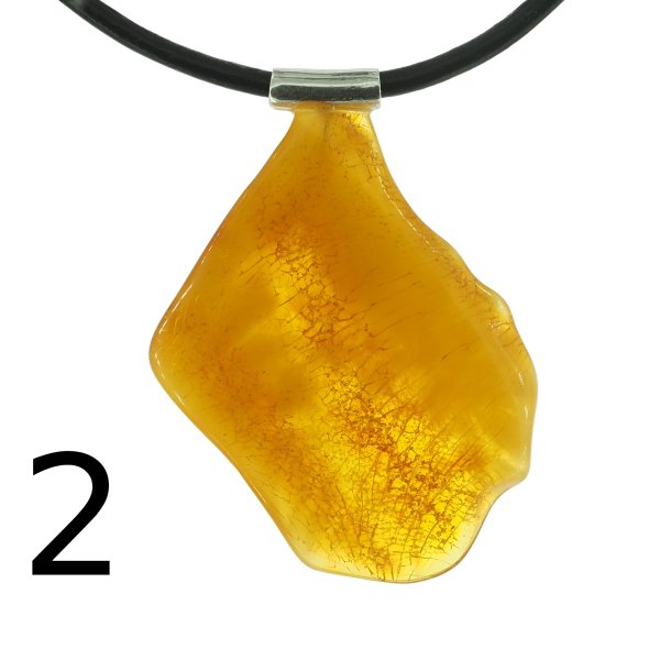Surowy Naturalny Bursztyn i srebro - naszyjnik na rzemieniu