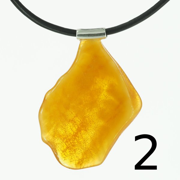 Surowy Naturalny Bursztyn i srebro - naszyjnik na rzemieniu