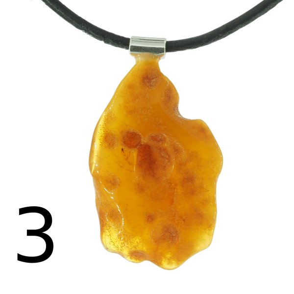 Surowy Naturalny Bursztyn i srebro - naszyjnik na rzemieniu