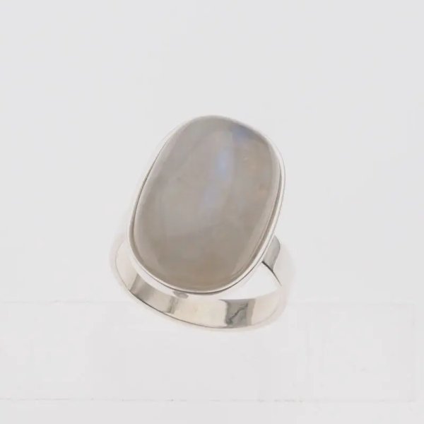 Kamień Księżycowy i srebro - pierścionek owal - rozmiar 16 +/- 2 rozmiary regulacji