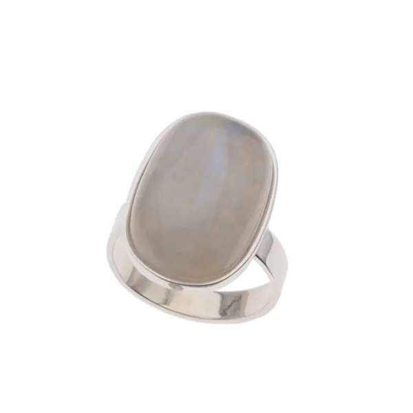 Kamień Księżycowy i srebro - pierścionek owal - rozmiar 16 +/- 2 rozmiary regulacji