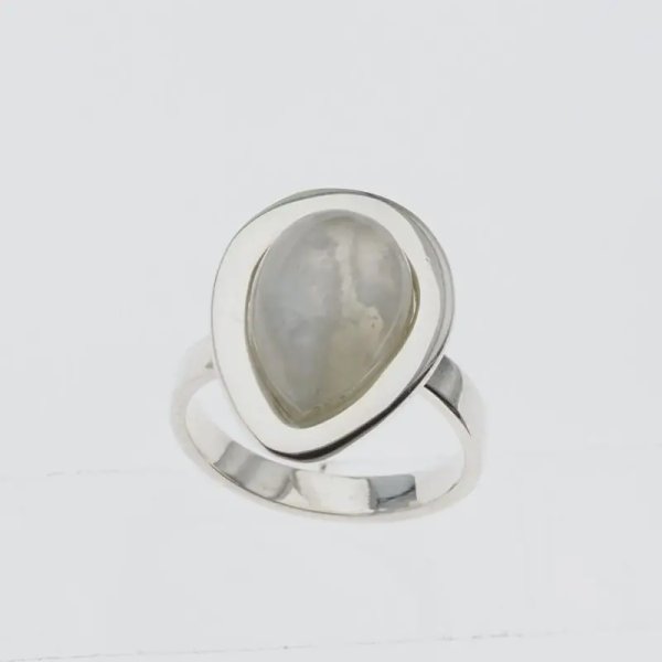 Kamień Księżycowy łza i srebro - pierścionek (rozmiar jubilerski 13) z regulacją
