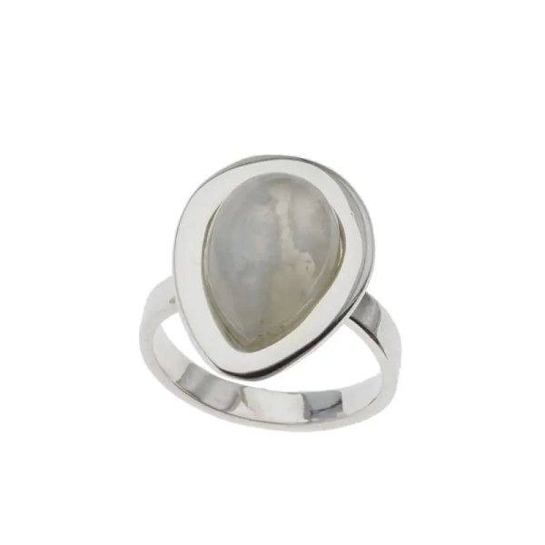 Kamień Księżycowy łza i srebro - pierścionek (rozmiar jubilerski 13) z regulacją