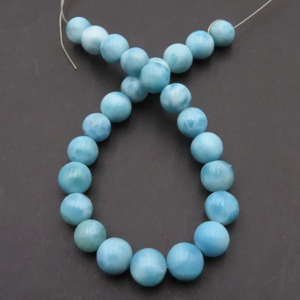 Larimar - kulki 8 mm - wysoka jakość (sznur 19 cm)