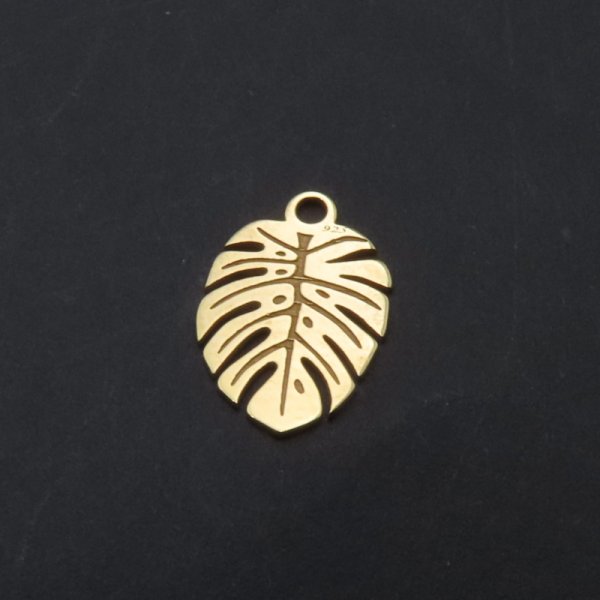Srebro Ag złocone - zawieszka liść 14,5x10 mm