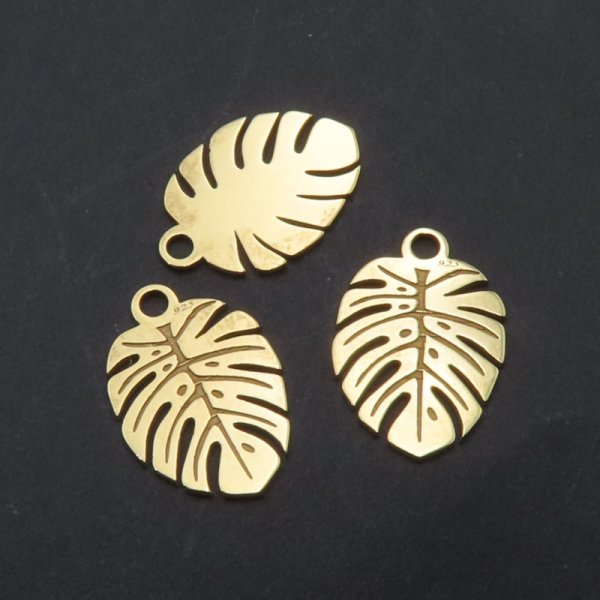 Srebro Ag złocone - zawieszka liść 14,5x10 mm