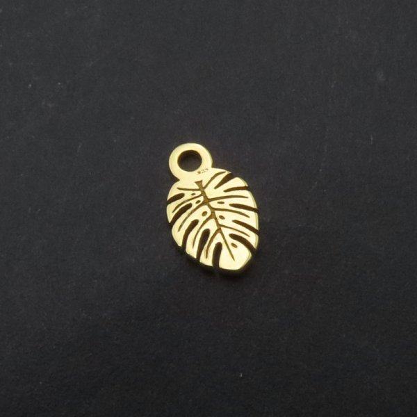 Srebro Ag złocone - zawieszka liść 8,5x5 mm