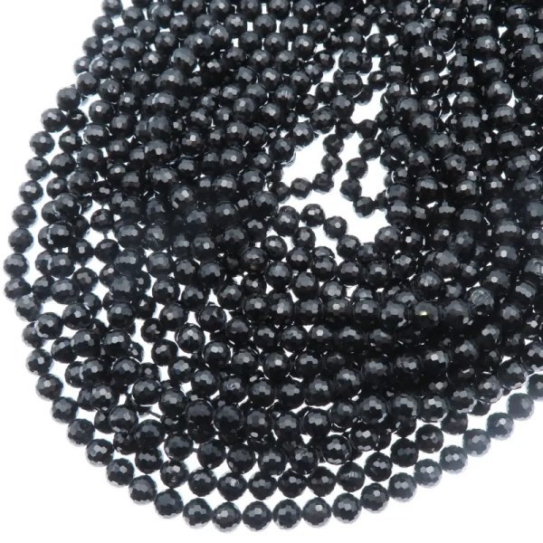 Turmalin czarny fasetowany kulka 6mm (sznurek)