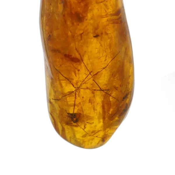 Owady w bursztynie (muchy i komary) i srebro - wisiorek z rzemieniem