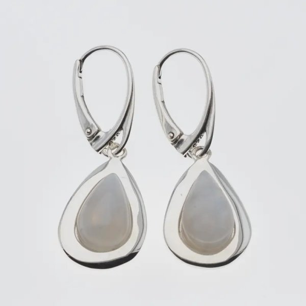 Kamień Księżycowy w srebrze - kolczyki łzy