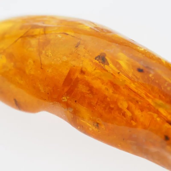 Owady w bursztynie (muchy i komary) i srebro - wisiorek z rzemieniem