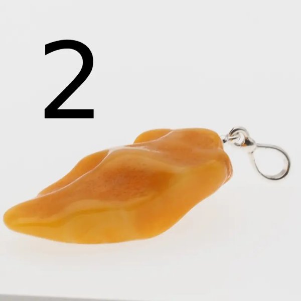 Surowy Naturalny Bursztyn i srebro - zawieszka z rzemieniem (różne kamienie do wyboru)