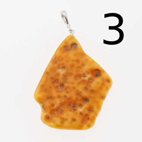 Surowy Naturalny Bursztyn i srebro - zawieszka z rzemieniem (różne kamienie do wyboru)