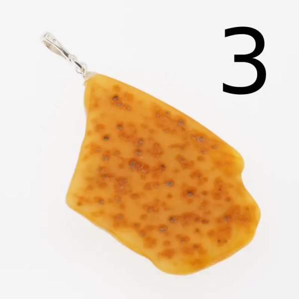 Surowy Naturalny Bursztyn i srebro - zawieszka z rzemieniem (różne kamienie do wyboru)